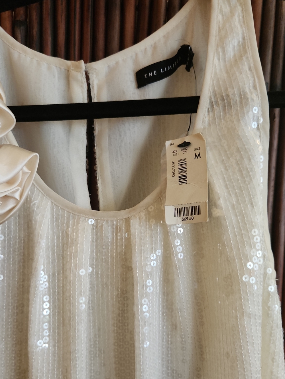 The Limited Ivory Sequin Rosette Sleeveless Camisole